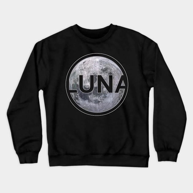 Moon with Luna lettering gift space idea Crewneck Sweatshirt by sweetczak